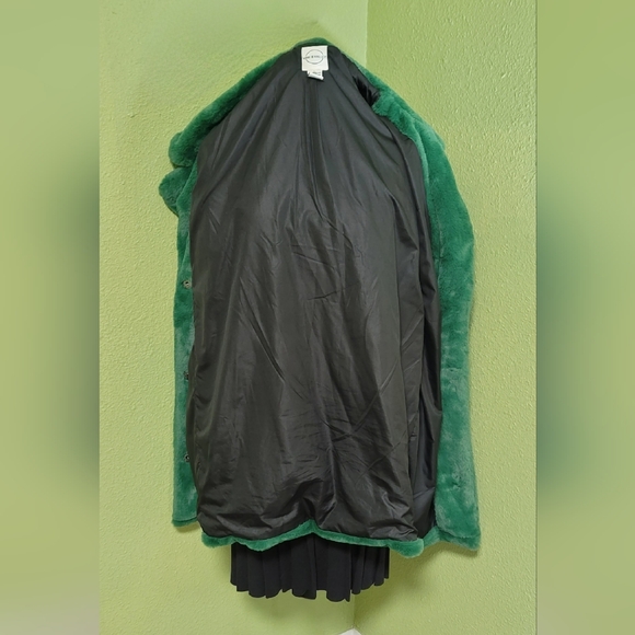 Luxurious Green Plush Faux Fur Coat Sz L - Picture 4 of 12